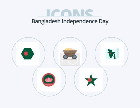 Téléchargez les illustrations : Bangladesh Independence Day Flat Icon Pack 5 Icon Design. map. bangladesh. bangla. food. trolley - en licence libre de droit