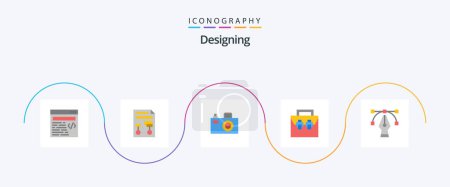 Illustration for Designing Flat 5 Icon Pack Including graphic. toolkit. camera. material. box - Royalty Free Image