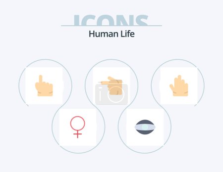 Illustration for Human Flat Icon Pack 5 Icon Design. three. fingers. hand. left. forefinger - Royalty Free Image