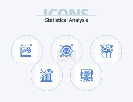 Téléchargez les illustrations : Statistical Analysis Blue Icon Pack 5 Icon Design. business. worldwide. target. global network. statistics - en licence libre de droit