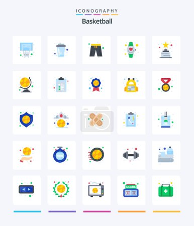 Illustration for Creative Basketball 25 Flat icon pack  Such As achievement. heart. sport. hand. player dress - Royalty Free Image