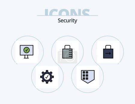Illustration for Security Line Filled Icon Pack 5 Icon Design. target. protect. security. lock pad. security - Royalty Free Image
