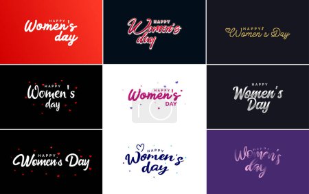 Téléchargez les illustrations : Set of International Women's Day cards with a logo and a gradient color scheme - en licence libre de droit