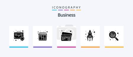 Ilustración de Business Glyph 5 Icon Pack Including search. analysis. card. launch. start. Creative Icons Design - Imagen libre de derechos