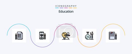 Illustration for Education Line Filled Flat 5 Icon Pack Including education. education. pencil. lab. tube - Royalty Free Image