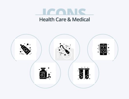 Illustration for Health Care And Medical Glyph Icon Pack 5 Icon Design. ecg. tools. dental. stomatology. dental - Royalty Free Image