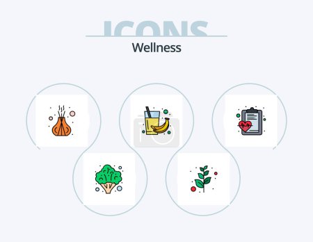 Illustration for Wellness Line Filled Icon Pack 5 Icon Design. healthcare. massage. incense. stone. relax - Royalty Free Image