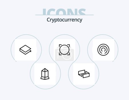 Téléchargez les illustrations : Cryptocurrency Line Icon Pack 5 Icon Design. bit deal. crypto. currency. coin. crypto currency - en licence libre de droit