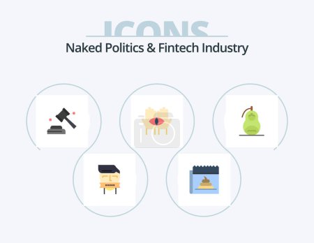 Illustration for Naked Politics And Fintech Industry Flat Icon Pack 5 Icon Design. mystery. destiny. journalism. conspiracy. campaign - Royalty Free Image