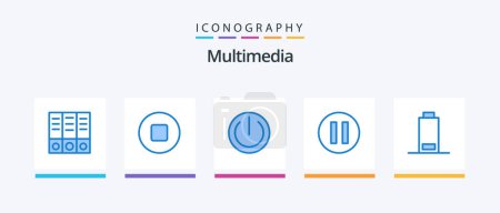 Ilustración de Multimedia Blue 5 Icon Pack Including . pause. . Creative Icons Design - Imagen libre de derechos