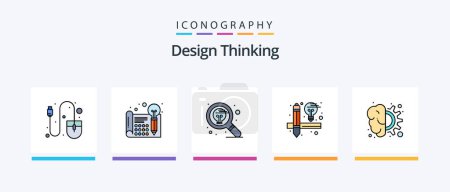 Illustration for Design Thinking Line Filled 5 Icon Pack Including process. film. thinking. board. shield. Creative Icons Design - Royalty Free Image