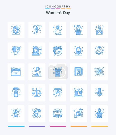 Ilustración de Creative Womens Day 25 Blue icon pack  Such As love. day. diamond. pot. flower - Imagen libre de derechos