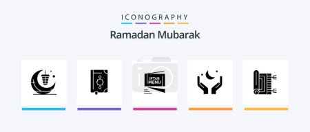 Illustration for Ramadan Glyph 5 Icon Pack Including moon. pray. ramadhan. fast. ramadan. Creative Icons Design - Royalty Free Image