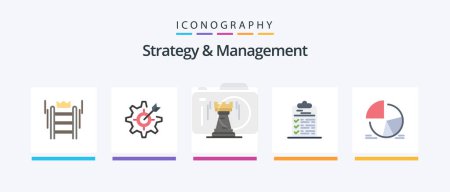 Téléchargez les illustrations : Strategy And Management Flat 5 Icon Pack Including task. checklist. setting. fort. strategy. Creative Icons Design - en licence libre de droit