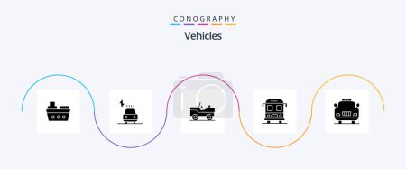 Ilustración de Vehicles Glyph 5 Icon Pack Including . emergency. military. car. school - Imagen libre de derechos