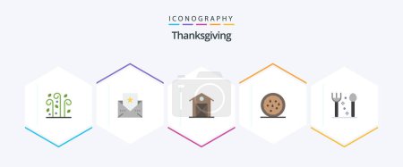 Téléchargez les illustrations : Thanks Giving 25 Flat icon pack including thanksgiving. cutlery. barn. thanksgiving. healthy - en licence libre de droit