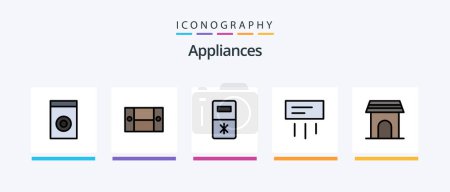 Illustration for Appliances Line Filled 5 Icon Pack Including fridge. iron. home. home. water. Creative Icons Design - Royalty Free Image