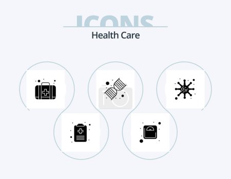 Ilustración de Health Care Glyph Icon Pack 5 Icon Design. enfermedad. Ayuda. genoma. dna - Imagen libre de derechos