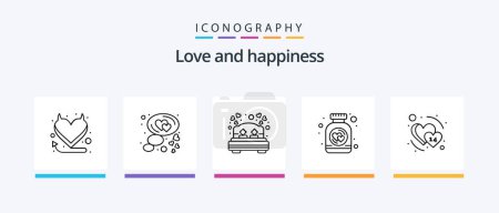 Téléchargez les illustrations : Love Line 5 Icon Pack Including intelligence. brain. heart. party. balloon. Creative Icons Design - en licence libre de droit