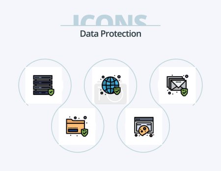 Téléchargez les illustrations : Data Protection Line Filled Icon Pack 5 Icon Design. virus. folder. security. file. security - en licence libre de droit