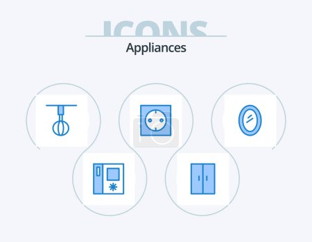 Illustration for Appliances Blue Icon Pack 5 Icon Design. furniture. technology. home. modern. appliances - Royalty Free Image