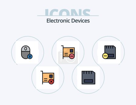 Ilustración de Dispositivos Línea de llenado Icon Pack 5 Icon Design. dispositivos. tarjeta. hardware. gadget. dispositivos - Imagen libre de derechos