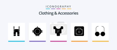 Téléchargez les illustrations : Clothing and Accessories Glyph 5 Icon Pack Including view. glasses. baby. service. lift. Creative Icons Design - en licence libre de droit