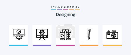 Ilustración de Designing Line 5 Icon Pack Including . design. design. scale. material. Creative Icons Design - Imagen libre de derechos