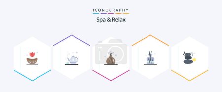 Ilustración de Spa And Relax 25 Flat icon pack including stone. spa. spa. rock. spa - Imagen libre de derechos