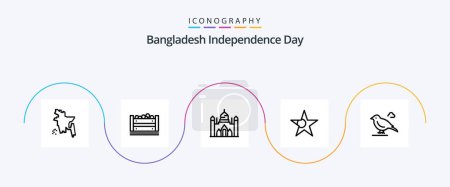 Téléchargez les illustrations : Bangladesh Independence Day Line 5 Icon Pack Y compris moineau. britannique. au bangladesh. oiseau. drapeau - en licence libre de droit