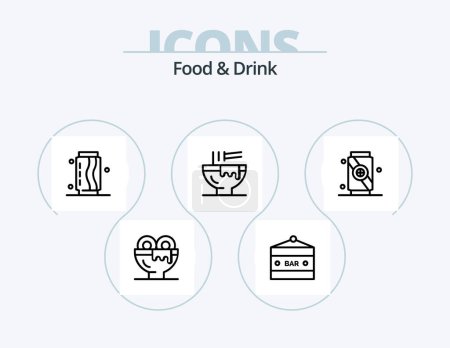 Ilustración de Paquete de iconos de línea de alimentos y bebidas 5 Diseño de iconos. Suave. Bebe. Dulce. rebanadas. salchichón - Imagen libre de derechos