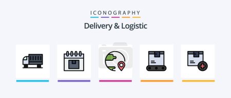 Téléchargez les illustrations : Delivery And Logistic Line Filled 5 Icon Pack Including product. hr. message. logistic. Creative Icons Design - en licence libre de droit