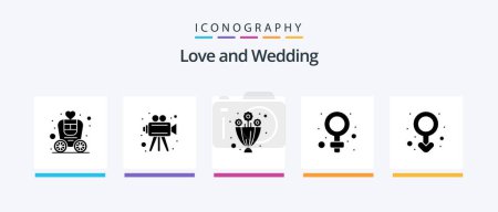 Illustration for Wedding Glyph 5 Icon Pack Including male gender. gender. bouquet. love. sign. Creative Icons Design - Royalty Free Image