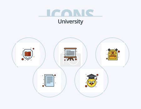 Ilustración de University Line Filled Icon Pack 5 Icon Design. time. documents. support. audio - Imagen libre de derechos