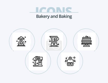 Illustration for Baking Line Icon Pack 5 Icon Design. . food. restaurant. coffee. cakes - Royalty Free Image