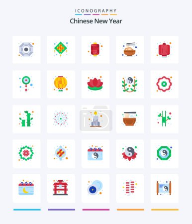 Ilustración de Creative Chinese New Year 25 Flat icon pack  Such As decoration. china. lantern. noodle. chinese - Imagen libre de derechos