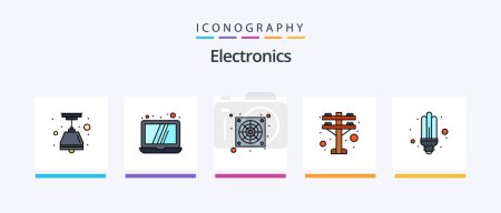 Illustration for Electronics Line Filled 5 Icon Pack Including . truck. radio. communication. Creative Icons Design - Royalty Free Image