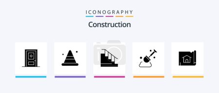 Illustration for Construction Glyph 5 Icon Pack Including map. building. construction. tool. construction. Creative Icons Design - Royalty Free Image
