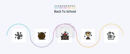Ilustración de Back To School Line Filled Flat 5 Icon Pack Including . school. education. clip. trophy - Imagen libre de derechos