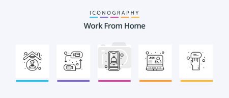 Illustration for Work From Home Line 5 Icon Pack Including worker. sofa. blogger. notebook. online. Creative Icons Design - Royalty Free Image