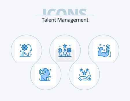Illustration for Talent Management Blue Icon Pack 5 Icon Design. talent. user. present. setting. process - Royalty Free Image