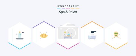 Illustration for Spa And Relax 25 Flat icon pack including facial mask. beauty. spa. shower. bathroom - Royalty Free Image