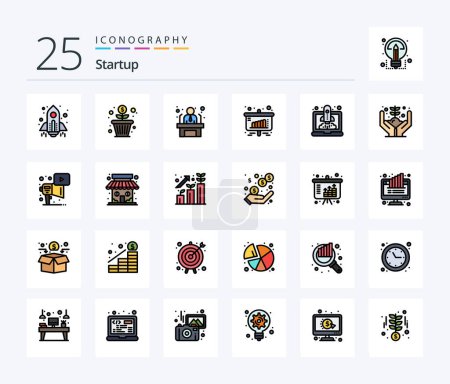 Illustration for Startup 25 Line Filled icon pack including launching. sales. applicant. presentation. business - Royalty Free Image