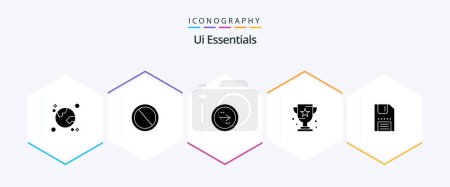 Illustration for Ui Essentials 25 Glyph icon pack including game. award. trash. right. direction - Royalty Free Image