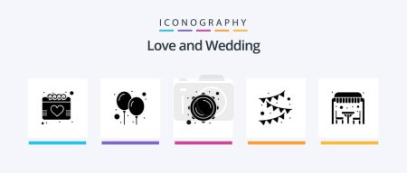 Illustration for Wedding Glyph 5 Icon Pack Including lunch dinner. love. music. arch. paper. Creative Icons Design - Royalty Free Image