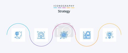 Illustration for Strategy Blue 5 Icon Pack Including analysis. solution. marketing. planning. pin - Royalty Free Image
