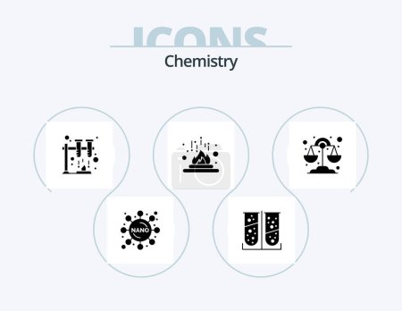 Illustration for Chemistry Glyph Icon Pack 5 Icon Design. science. chemistry. science. science. heat - Royalty Free Image