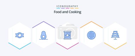Illustration for Food 25 Blue icon pack including . food. spam. editor. food - Royalty Free Image