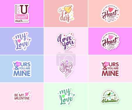 Illustration for Celebrating the Power of Love on Valentine's Day with Beautiful Design Stickers - Royalty Free Image