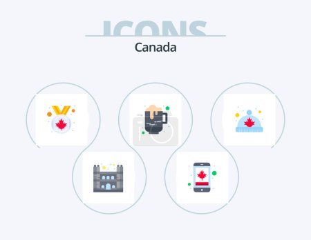 Illustration for Canada Flat Icon Pack 5 Icon Design. cap. cup. award. canada. beer - Royalty Free Image